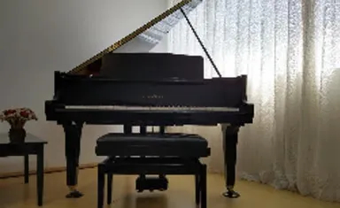 Piano de cauda em uma sala